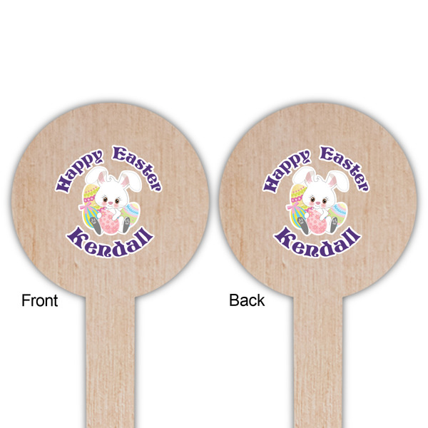 Easter Bunny Wooden 6" Food Pick - Round - Double Sided - Front & Back