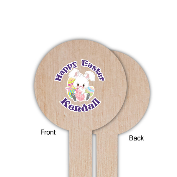 Easter Bunny Wooden 6" Food Pick - Round - Single Sided - Front & Back