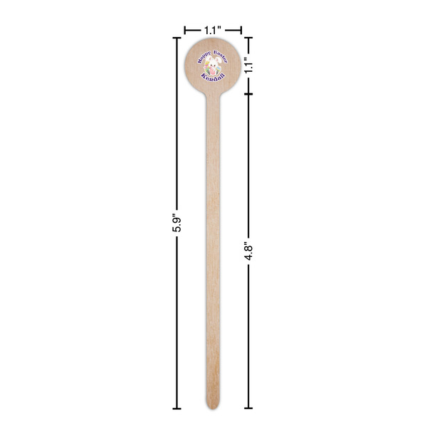 Easter Bunny Wooden 6" Stir Stick - Round - Dimensions