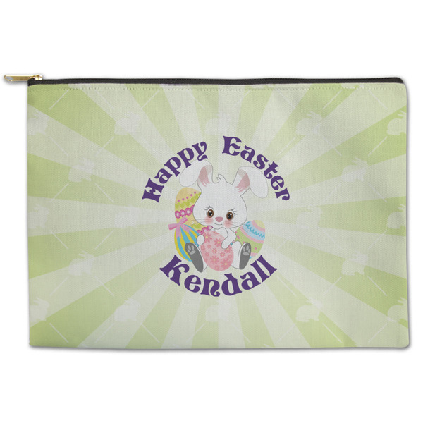 Custom Easter Bunny Zipper Pouch - Large - 12.5"x8.5" (Personalized)