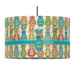 Fun Easter Bunnies 12" Drum Pendant Lamp - Fabric (Personalized)