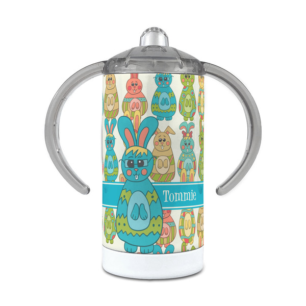 Custom Fun Easter Bunnies 12 oz Stainless Steel Sippy Cup (Personalized)