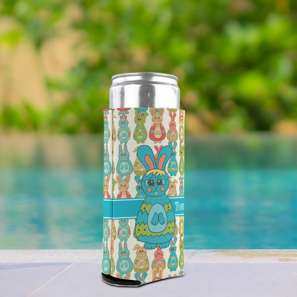 Fun Easter Bunnies Can Cooler - Tall 12oz - In Context