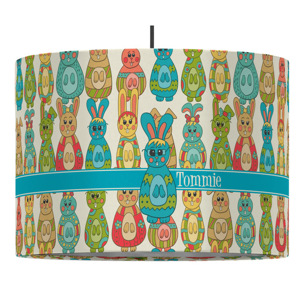 Custom Fun Easter Bunnies 16" Drum Pendant Lamp - Fabric (Personalized)