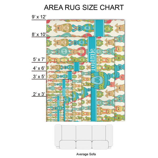 Fun Easter Bunnies 2'x3' Indoor Area Rugs - Size Chart