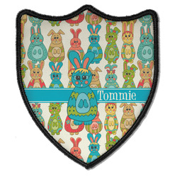 Fun Easter Bunnies Iron On Shield Patch B w/ Name or Text