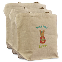 Fun Easter Bunnies Reusable Cotton Grocery Bags - Set of 3 (Personalized)