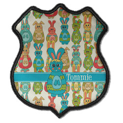 Fun Easter Bunnies Iron On Shield Patch C w/ Name or Text