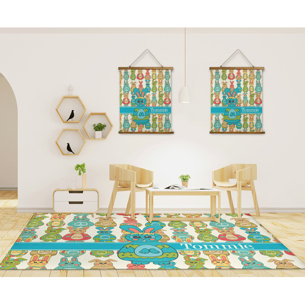 Fun Easter Bunnies 8'x10' Indoor Area Rugs - IN CONTEXT