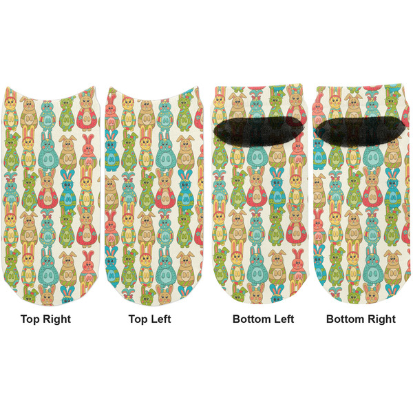 Fun Easter Bunnies Adult Ankle Socks - Double Pair - Front and Back - Apvl