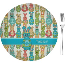 Fun Easter Bunnies Glass Appetizer / Dessert Plate 8" (Personalized)
