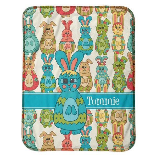 Fun Easter Bunnies Baby Sherpa Blanket - Flat