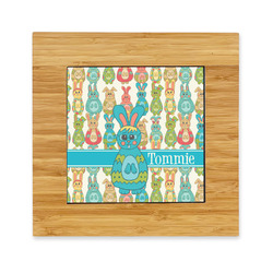 Fun Easter Bunnies Bamboo Trivet with Ceramic Tile Insert (Personalized)