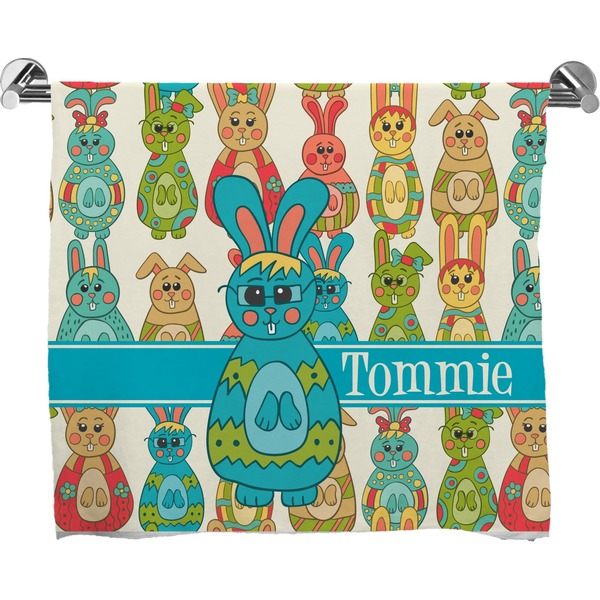 Custom Fun Easter Bunnies Bath Towel (Personalized)