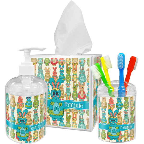 Fun Easter Bunnies Bathroom Accessories Set (Personalized)