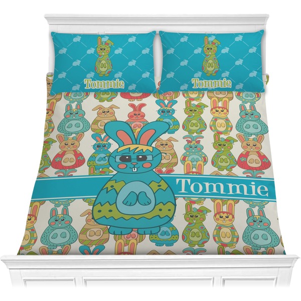 Custom Fun Easter Bunnies Comforter Set - Full / Queen (Personalized)