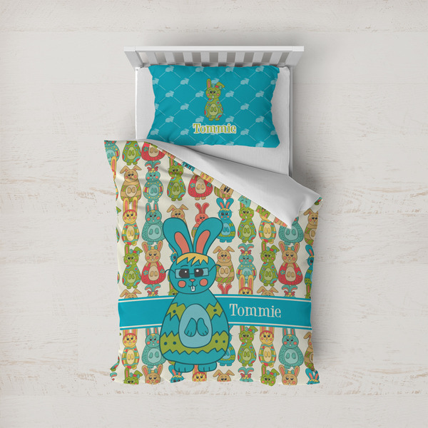 Custom Fun Easter Bunnies Duvet Cover Set - Twin (Personalized)