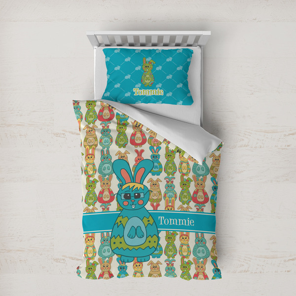 Custom Fun Easter Bunnies Duvet Cover Set - Twin XL (Personalized)