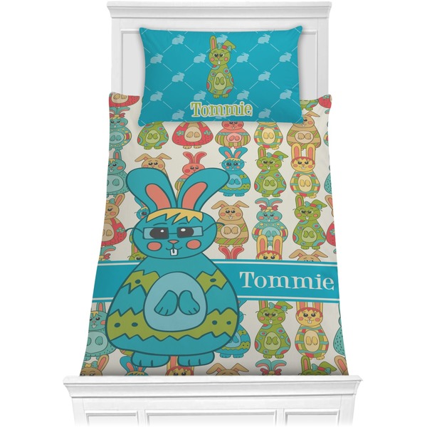 Custom Fun Easter Bunnies Comforter Set - Twin XL (Personalized)