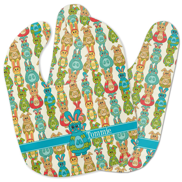 Custom Fun Easter Bunnies Baby Bib w/ Name or Text