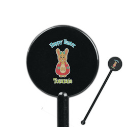 Fun Easter Bunnies 5.5" Round Plastic Stir Sticks - Black - Single Sided (Personalized)