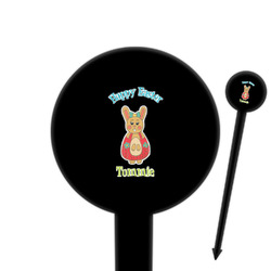 Fun Easter Bunnies 6" Round Plastic Food Picks - Black - Single Sided (Personalized)