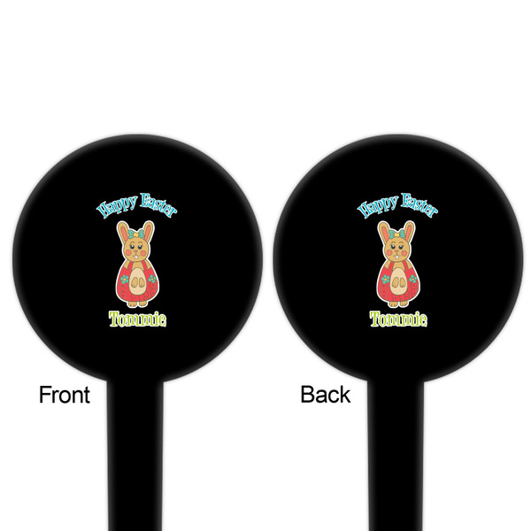 Fun Easter Bunnies Black Plastic 6" Food Pick - Round - Double Sided - Front & Back