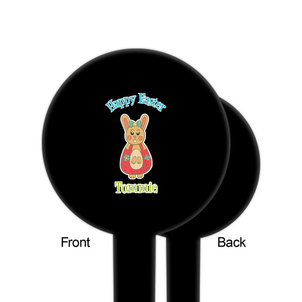 Fun Easter Bunnies Black Plastic 6" Food Pick - Round - Single Sided - Front & Back