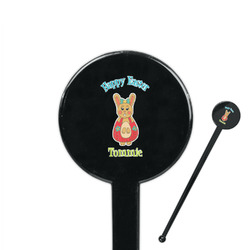 Fun Easter Bunnies 7" Round Plastic Stir Sticks - Black - Single Sided (Personalized)