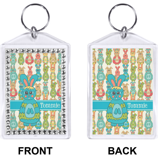 Fun Easter Bunnies Bling Keychain (Front + Back)