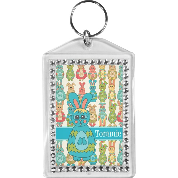 Custom Fun Easter Bunnies Bling Keychain (Personalized)
