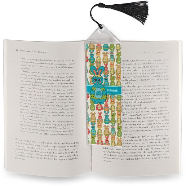 Fun Easter Bunnies Bookmark with tassel - In book