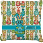 Fun Easter Bunnies Faux-Linen Throw Pillow 20" (Personalized)