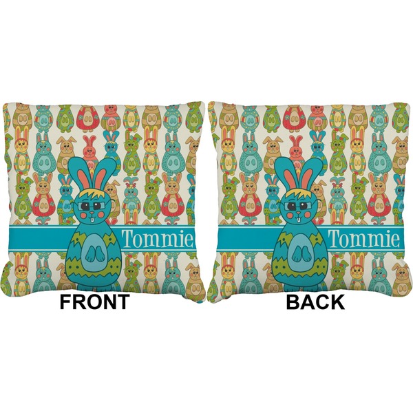 Fun Easter Bunnies Burlap Pillow Approval