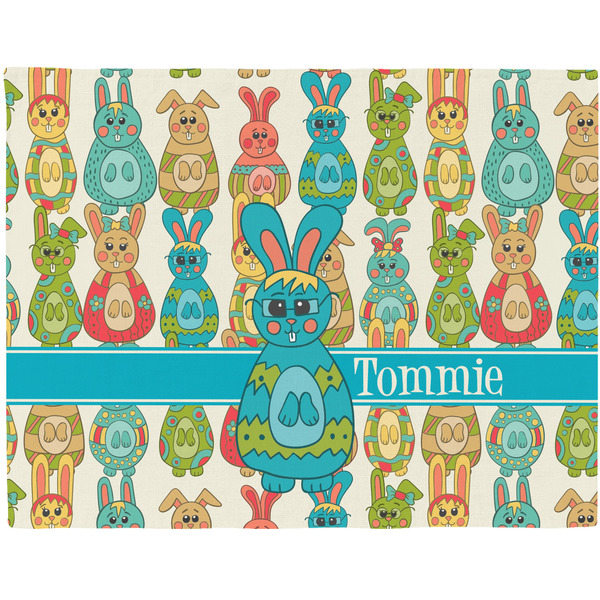 Custom Fun Easter Bunnies Woven Fabric Placemat - Twill w/ Name or Text