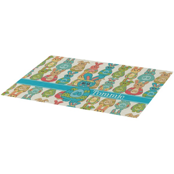 Fun Easter Bunnies Burlap Placemat (Angle View)