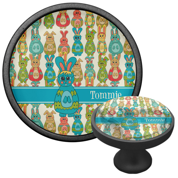 Fun Easter Bunnies Cabinet Knob - Black - Multi Angle