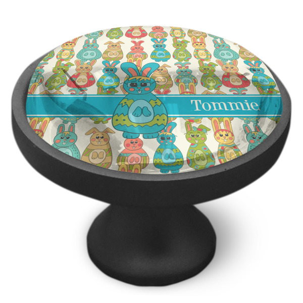 Fun Easter Bunnies Cabinet Knob - Black - Side