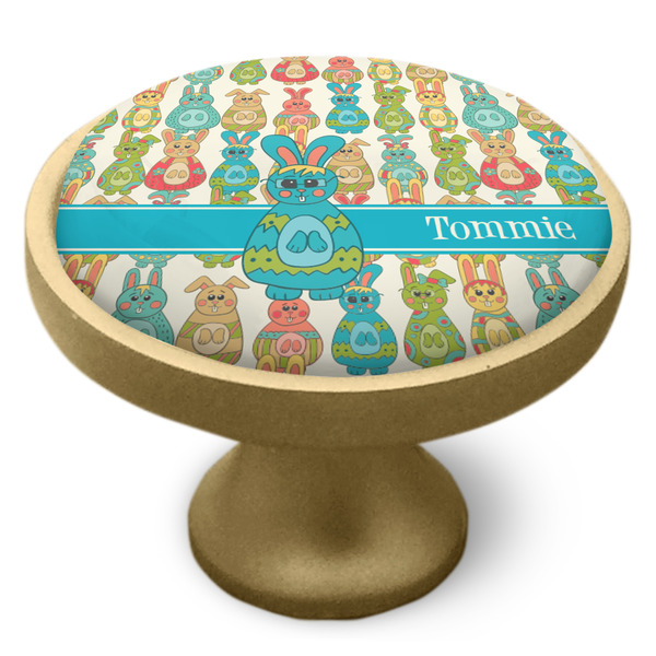 Fun Easter Bunnies Cabinet Knob - Gold - Side