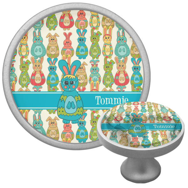 Custom Fun Easter Bunnies Cabinet Knob (Silver) (Personalized)
