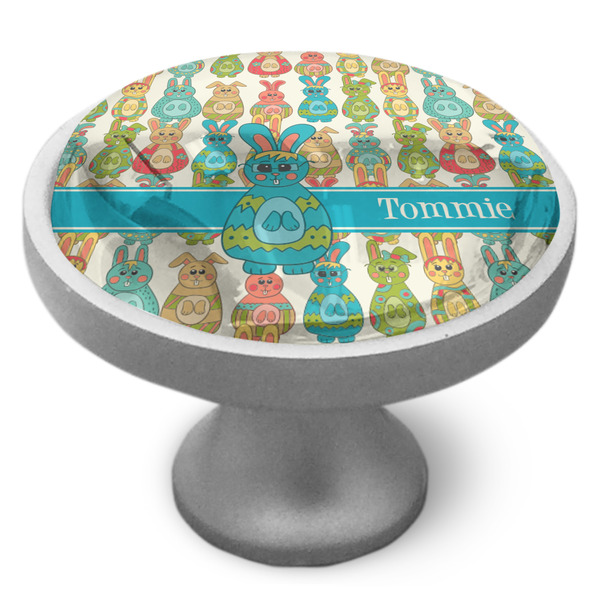 Fun Easter Bunnies Cabinet Knob - Nickel - Side