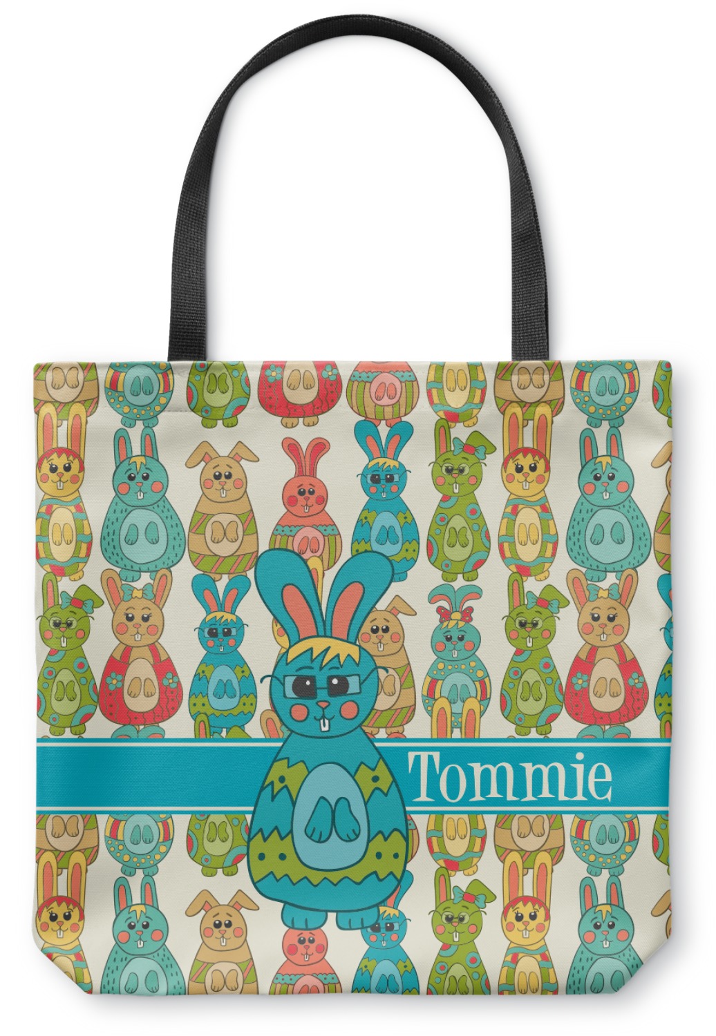 Fun Easter Bunnies Canvas Tote Bag - Medium - 16"x16" (Personalized