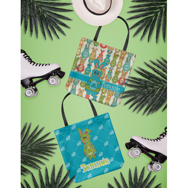 Fun Easter Bunnies Canvas Tote Lifestyle Front and Back