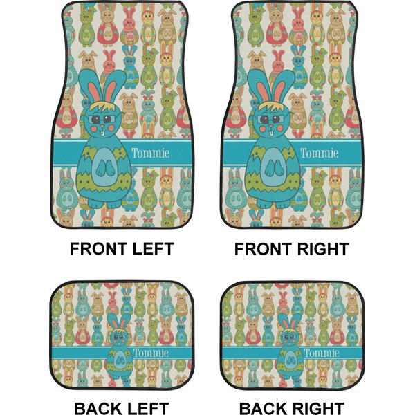 Fun Easter Bunnies Car Floor Mats Set (2F + 2B)