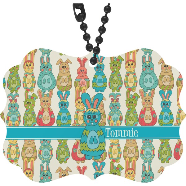 Custom Fun Easter Bunnies Rear View Mirror Decor (Personalized)