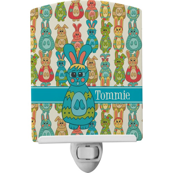 Custom Fun Easter Bunnies Ceramic Night Light (Personalized)