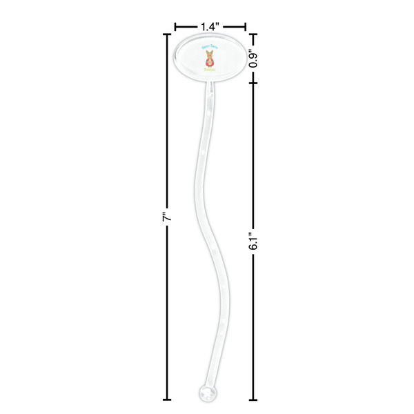 Fun Easter Bunnies Clear Plastic 7" Stir Stick - Oval - Dimensions