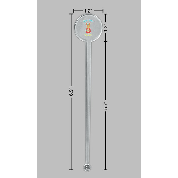 Fun Easter Bunnies Clear Plastic 7" Stir Stick - Round - Dimensions