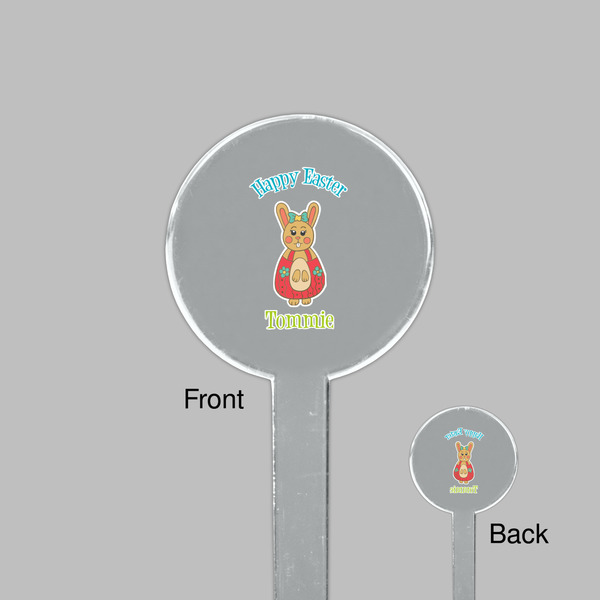 Fun Easter Bunnies Clear Plastic 7" Stir Stick - Round - Front & Back