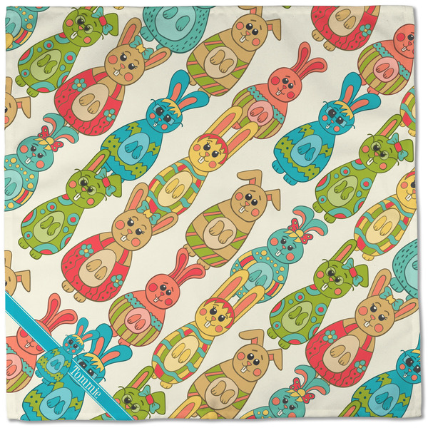 Fun Easter Bunnies Cloth Napkins - Personalized Dinner (Full Open)
